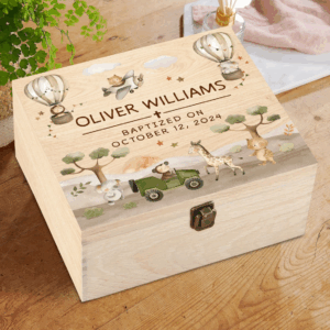 Personalized Baptism Wood Keepsake Box, First Communion, Christening Gift, Religious Gift For Godchild