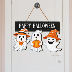 Happy Halloween Door Sign, Funny Ghost Door Hanger, Happy Halloween Front Door Decor, Halloween Ghost Decor