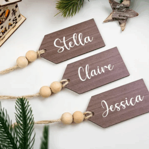 Christmas Beaded Wooden Tag,Stocking Name Tags,Personalized Christmas Stocking Tags,Custom Stocking Name Tags,Basket Name Tags,Holiday Decor