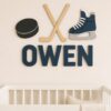 Custom Sports Theme Baby Name Sign, Personalized Wood Name Plaque For Boy Nursery, Wall Art Decor For Kids Room - Style 3