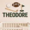 Custom Sports Theme Baby Name Sign, Personalized Wood Name Plaque For Boy Nursery, Wall Art Decor For Kids Room - Style 4