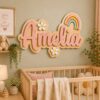 Personalized Baby Name Sign, Custom Wood Name Plaque, Nursery Wall Decor For Baby Girl, Unique Baby Shower Gift - Style 1