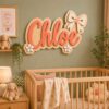 Personalized Baby Name Sign, Custom Wood Name Plaque, Nursery Wall Decor For Baby Girl, Unique Baby Shower Gift - Style 2