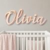 Personalized Baby Name Sign For Nursery, Custom Wood Name Plaque, Wooden Sign For Kids Room Wall Decor - Style 1