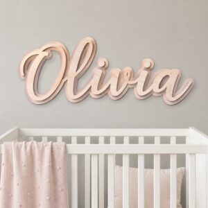 Personalized Baby Name Sign For Nursery, Custom Wood Name Plaque, Wooden Sign For Kids Room Wall Decor - Style 1