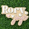 Personalized Baby Name Sign For Nursery Wall - Custom Wooden Name Decor, Wood Nameplate With Hearts, Baby Girl Shower Gift