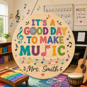 Personalized Music Teacher Sign, Custom Classroom Door Sign, Music Class Teacher Gift, School Decor For Music Teacher