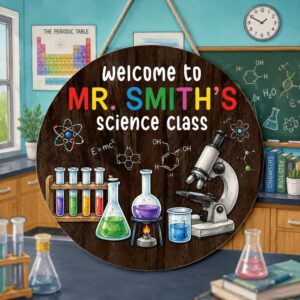 Personalized Science Teacher Sign, Custom Classroom Door Sign, Science Class Teacher Gift, School Decor For Science Teacher - Style 1
