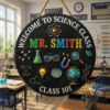 Personalized Science Teacher Sign, Custom Classroom Door Sign, Science Class Teacher Gift, School Decor For Science Teacher - Style 2