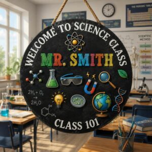 Personalized Science Teacher Sign, Custom Classroom Door Sign, Science Class Teacher Gift, School Decor For Science Teacher - Style 2