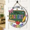 Personalized Teacher Name Sign For Classroom Door, Custom Wood Chalkboard Sign Decor, Welcome To Classroom Door Hanger, Teacher Appreciation Gift