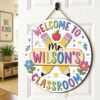 Personalized Teacher Name Sign For Classroom Door, Custom Wood Crossed Pencils Sign Decor, Welcome To Classroom Door Hanger, Teacher Appreciation Gift