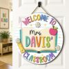 Personalized Teacher Name Sign For Classroom Door, Custom Wood Open Book Sign Decor, Welcome To Classroom Door Hanger, Teacher Appreciation Gift