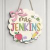 Personalized Teacher Name Sign For Classroom Door, Custom Wood Scalloped Cloud Sign Decor, Welcome To Classroom Door Hanger, Teacher Appreciation Gift