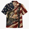 American Flag Fishing Hawaiian Shirt, Patriotic Fisherman Shirt, Bass Fishing Button Up, Usa Angler Gift, Fourth Of July Apparel - Style 10