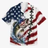 American Flag Fishing Hawaiian Shirt, Patriotic Fisherman Shirt, Bass Fishing Button Up, Usa Angler Gift, Fourth Of July Apparel - Style 8