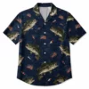 Bass Fishing Hawaiian Shirt, Patriotic American Flag, Shirt Men Women Summer Beach Button-Up - Style 2