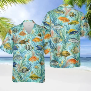 Fish Hawaiian Shirt, Pattern Fishing Hawaiian Shirt, Fishing Lover Shirt, Gift For Men Women, Fishing Hawaiian Shirt, Fisherman Hawaiian Shirt - Style 1