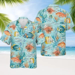 Fish Hawaiian Shirt, Pattern Fishing Hawaiian Shirt, Fishing Lover Shirt, Gift For Men Women, Fishing Hawaiian Shirt, Fisherman Hawaiian Shirt - Style 2