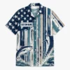 Fishing Hawaiian Shirt, Personalized American Flag Angler Shirt, Distressed Patriotic Outfit For Fishing Trip - Style 2