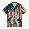 Fishing Hawaiian Shirt, Personalized American Flag Angler Shirt, Distressed Patriotic Outfit For Fishing Trip - Style 3