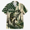 Fishing Hawaiian Shirt, Personalized American Flag Angler Shirt, Distressed Patriotic Outfit For Fishing Trip - Style 5