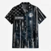 Fishing Hawaiian Shirt, Personalized American Flag Angler Shirt, Distressed Patriotic Outfit For Fishing Trip - Style 6