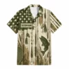 Fishing Hawaiian Shirt, Personalized American Flag Angler Shirt, Distressed Patriotic Outfit For Fishing Trip - Style 7