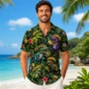 Hawaiian Shirt Funny Dinosaur Aloha Short Sleeve Summer Beach Vacation Tropical Button Down Shirt For Men And Women
