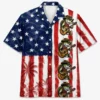 Patriotic Fish Hawaiian Shirt Unisex, Usa Flag Fishing Shirt Button Up, American Flag Bass Fish Shirt, 4Th Of July Gift - Style 5