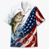 Patriotic Fish Hawaiian Shirt Unisex, Usa Flag Fishing Shirt Button Up, American Flag Fish Shirt, 4Th Of July Gift - Style 1