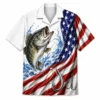 Patriotic Fish Hawaiian Shirt Unisex, Usa Flag Fishing Shirt Button Up, American Flag Fish Shirt, 4Th Of July Gift - Style 10