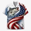 Patriotic Fish Hawaiian Shirt Unisex, Usa Flag Fishing Shirt Button Up, American Flag Fish Shirt, 4Th Of July Gift - Style 2