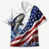 Patriotic Fish Hawaiian Shirt Unisex, Usa Flag Fishing Shirt Button Up, American Flag Fish Shirt, 4Th Of July Gift - Style 3