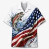 Patriotic Fish Hawaiian Shirt Unisex, Usa Flag Fishing Shirt Button Up, American Flag Fish Shirt, 4Th Of July Gift - Style 5