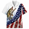 Patriotic Fish Hawaiian Shirt Unisex, Usa Flag Fishing Shirt Button Up, American Flag Fish Shirt, 4Th Of July Gift - Style 6