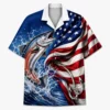 Patriotic Fish Hawaiian Shirt Unisex, Usa Flag Fishing Shirt Button Up, American Flag Fish Shirt, 4Th Of July Gift - Style 7