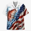 Patriotic Fish Hawaiian Shirt Unisex, Usa Flag Fishing Shirt Button Up, American Flag Fish Shirt, 4Th Of July Gift - Style 9