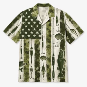 Patriotic Fishing Hawaiian Shirt For Men Women, Usa Flag Fish Button Down, Fisherman Gift Shirt, 4Th Of July Outfi - Style 1