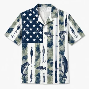 Patriotic Fishing Hawaiian Shirt For Men Women, Usa Flag Fish Button Down, Fisherman Gift Shirt, 4Th Of July Outfi - Style 2