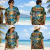 Personalized Alien Beach Vacation Hawaiian Shirt For Men And Women, Short Sleeve Funny Extraterrestrial Island Print, Custom Name Summer Button Down - View 1