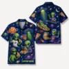 Personalized Alien Pizza Space Hawaiian Shirt For Men And Women, Short Sleeve Funny Sci-Fi Galaxy Party, Custom Name Summer Button Down - Style 2