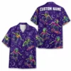 Personalized Alien Skateboarding Outer Space Hawaiian Shirt For Men And Women, Short Sleeve Funny Sci-Fi Skater Galaxy, Custom Name Button Down - Style 3