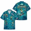 Personalized Alien Skateboarding Outer Space Hawaiian Shirt For Men And Women, Short Sleeve Funny Sci-Fi Skater Galaxy, Custom Name Button Down - Style 4