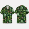 Personalized Alien Tropical Hawaiian Shirt For Men And Women, Short Sleeve Funny Extraterrestrial Island Vacation Print, Custom Name Summer Button Down
