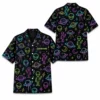 Personalized Alien Ufo Neon Hawaiian Shirt For Men And Women, Short Sleeve Funny Sci-Fi Space Galaxy, Custom Name Summer Button Down - Style 1