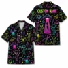 Personalized Alien Ufo Neon Hawaiian Shirt For Men And Women, Short Sleeve Funny Sci-Fi Space Galaxy, Custom Name Summer Button Down - Style 10