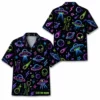 Personalized Alien Ufo Neon Hawaiian Shirt For Men And Women, Short Sleeve Funny Sci-Fi Space Galaxy, Custom Name Summer Button Down - Style 2