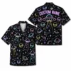 Personalized Alien Ufo Neon Hawaiian Shirt For Men And Women, Short Sleeve Funny Sci-Fi Space Galaxy, Custom Name Summer Button Down - Style 5