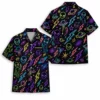 Personalized Alien Ufo Neon Hawaiian Shirt For Men And Women, Short Sleeve Funny Sci-Fi Space Galaxy, Custom Name Summer Button Down - Style 6